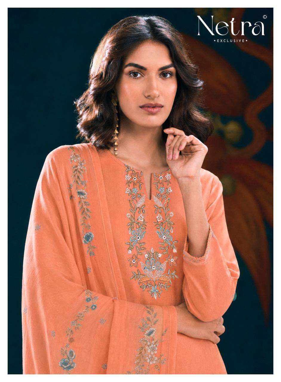 Netra Exclusive Nyra Pure Cotton Embroidered Dress Material - Amrah Wholesale