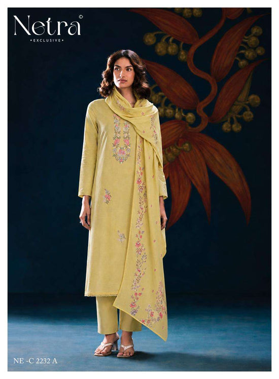 Netra Exclusive Nyra Pure Cotton Embroidered Dress Material - Amrah Wholesale