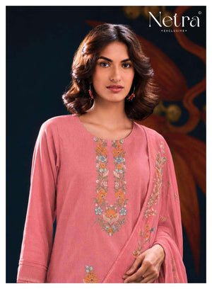 Netra Exclusive Nyra Pure Cotton Embroidered Dress Material - Amrah Wholesale