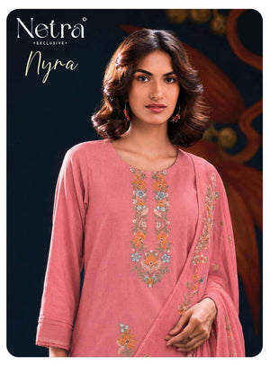 Netra Exclusive Nyra Pure Cotton Embroidered Dress Material - Amrah Wholesale