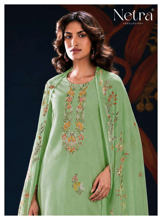 Netra Exclusive Nyra Pure Cotton Embroidered Dress Material - Amrah Wholesale