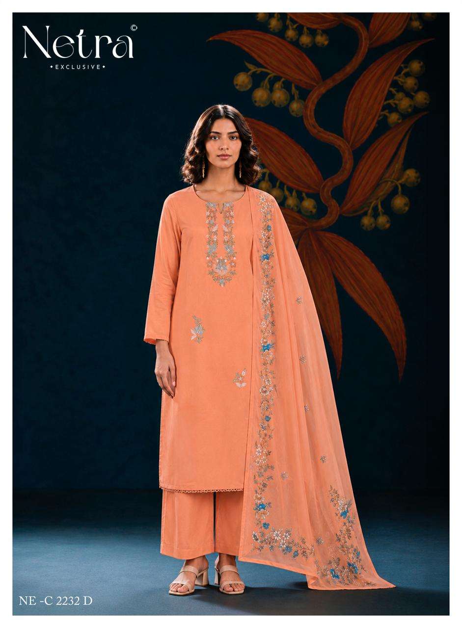 Netra Exclusive Nyra Pure Cotton Embroidered Dress Material - Amrah Wholesale