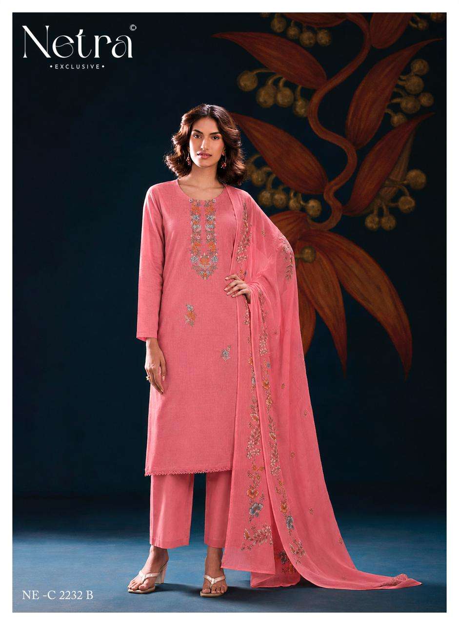 Netra Exclusive Nyra Pure Cotton Embroidered Dress Material - Amrah Wholesale
