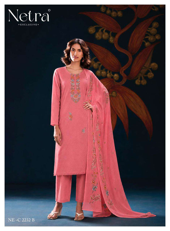 Netra Exclusive Nyra Pure Cotton Embroidered Dress Material - Amrah Wholesale