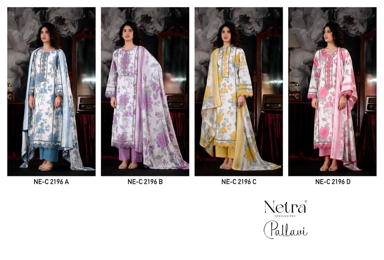 Netra Exclusive Pallavi Banarasi Mul Chanderi Digital Print Dress Material - Amrah Wholesale