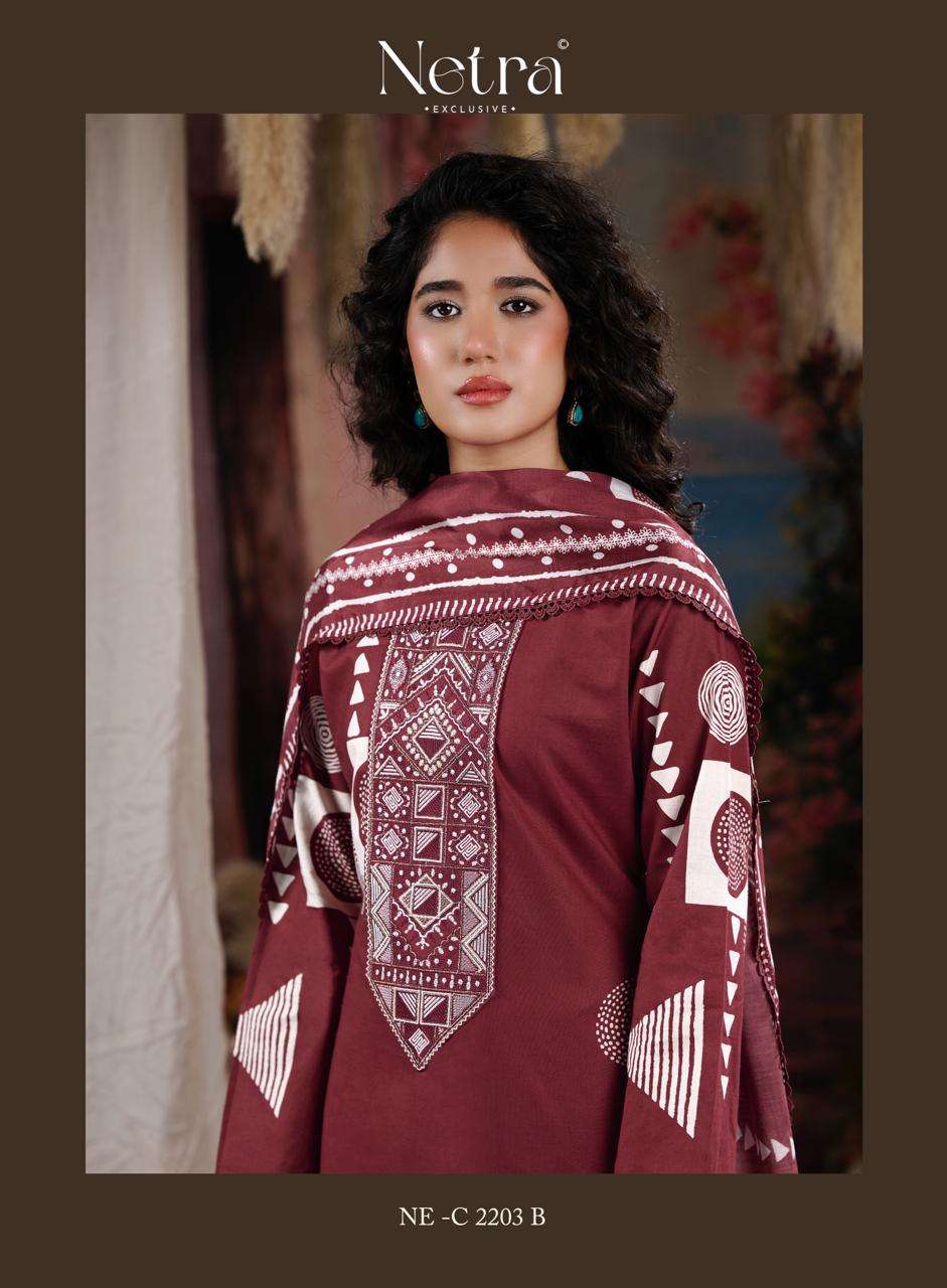 Netra Exclusive Piyanshi Premium Cotton Dress Material - Amrah Wholesale