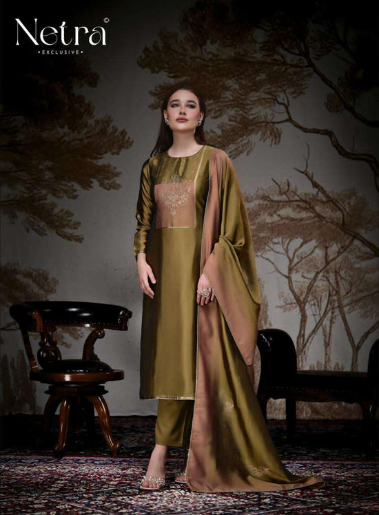 Netra Exclusive Pranati Premium Jacquard Silk Party Wear Dress Material Collection