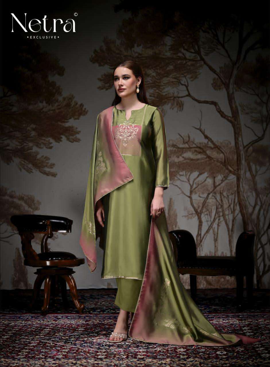 Netra Exclusive Pranati Premium Jacquard Silk Party Wear Dress Material Collection