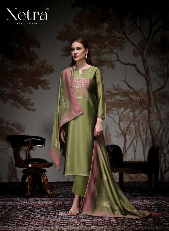 Netra Exclusive Pranati Premium Jacquard Silk Party Wear Dress Material Collection