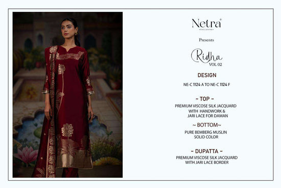 Netra Exclusive Ridha Vol 2 Viscose Silk Jacquard Dress Material
