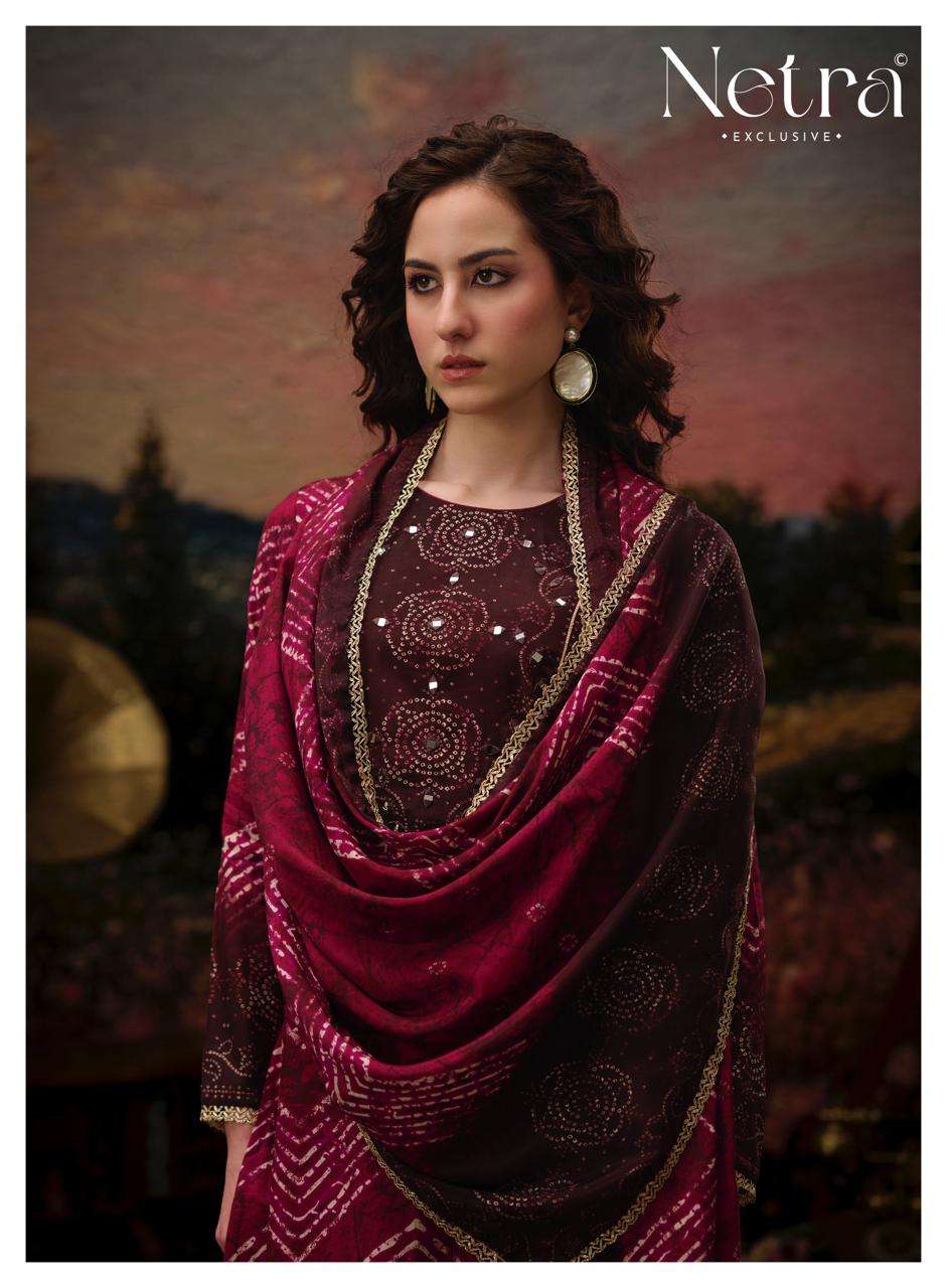 Netra Exclusive Rinkal Pure Bemberg Muslin Mirror Worked Salwar Suit