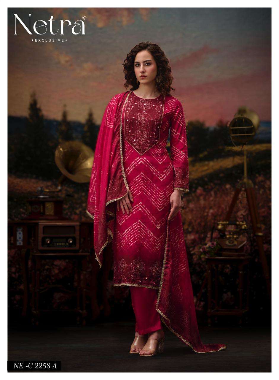 Netra Exclusive Rinkal Pure Bemberg Muslin Mirror Worked Salwar Suit