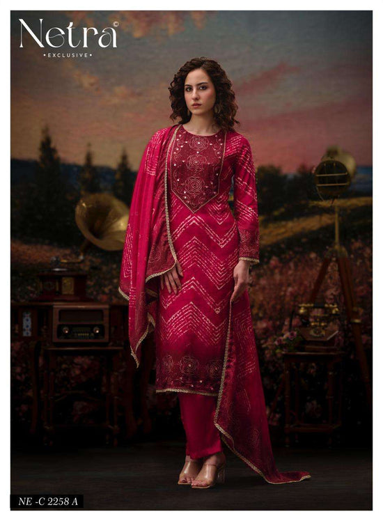 Netra Exclusive Rinkal Pure Bemberg Muslin Mirror Worked Salwar Suit