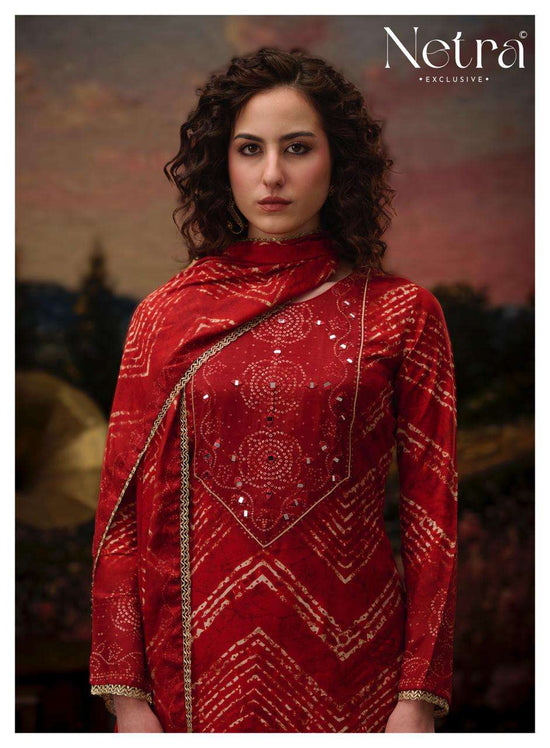 Netra Exclusive Rinkal Pure Bemberg Muslin Mirror Worked Salwar Suit
