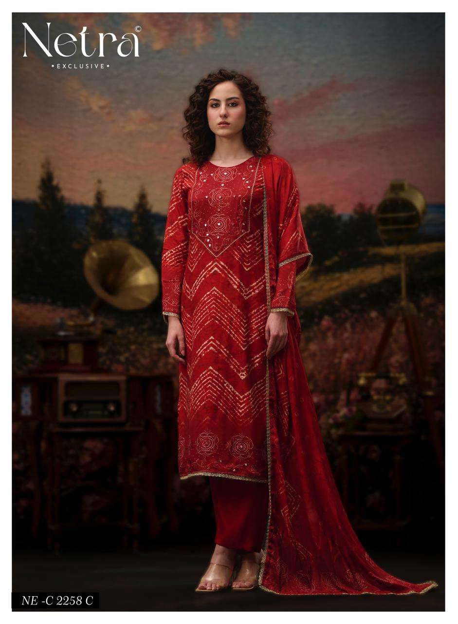 Netra Exclusive Rinkal Pure Bemberg Muslin Mirror Worked Salwar Suit