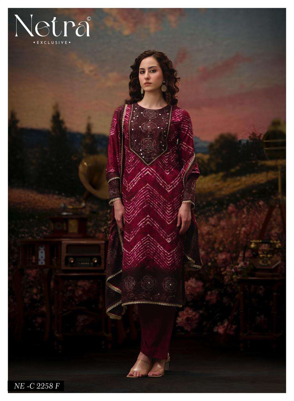 Netra Exclusive Rinkal Pure Bemberg Muslin Mirror Worked Salwar Suit