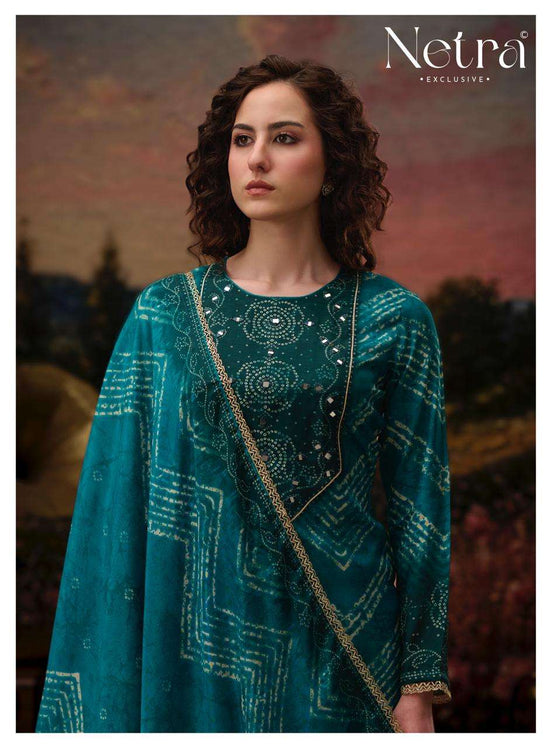 Netra Exclusive Rinkal Pure Bemberg Muslin Mirror Worked Salwar Suit