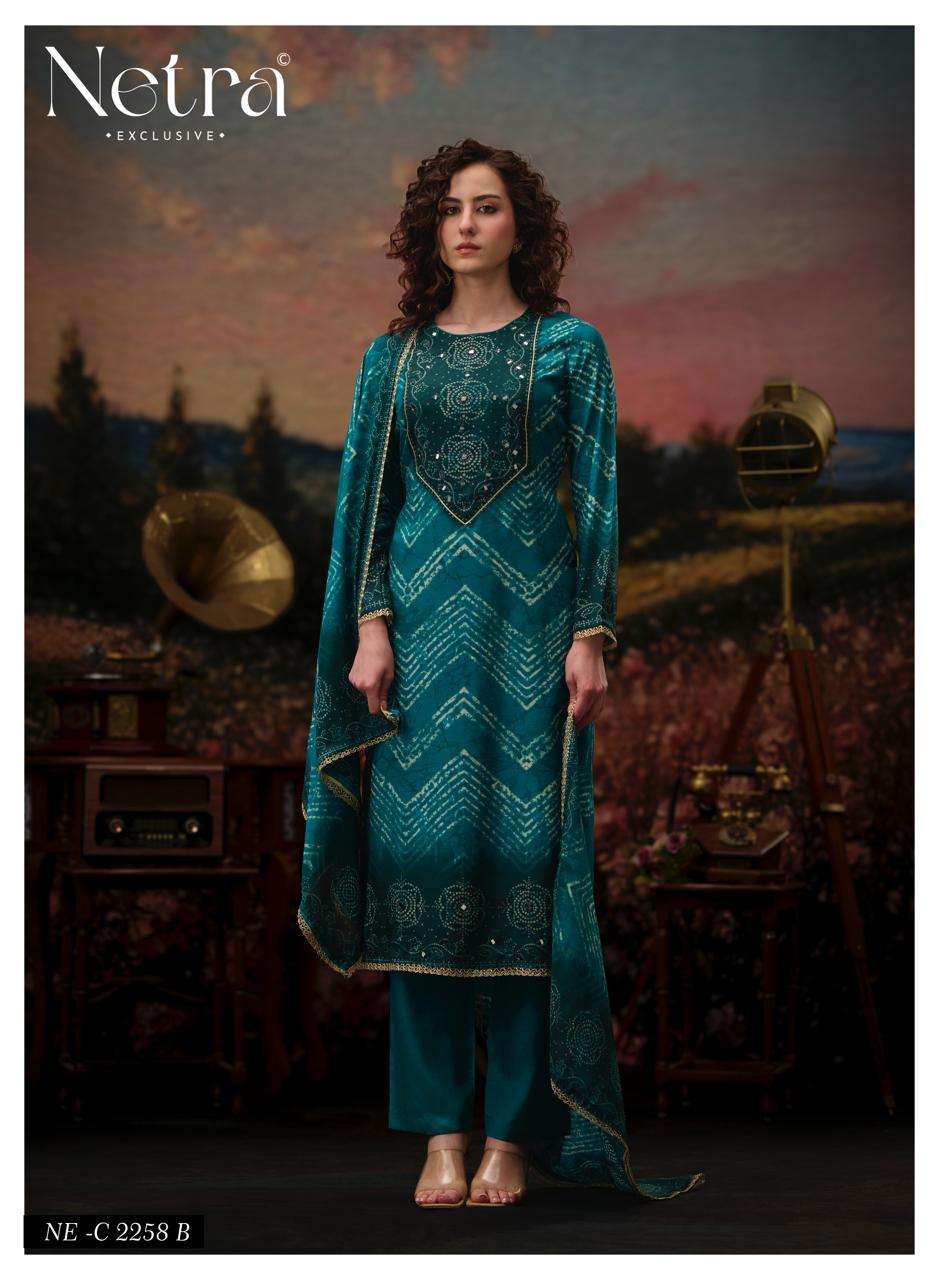 Netra Exclusive Rinkal Pure Bemberg Muslin Mirror Worked Salwar Suit