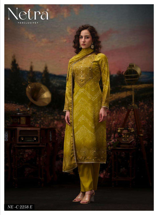 Netra Exclusive Rinkal Pure Bemberg Muslin Mirror Worked Salwar Suit