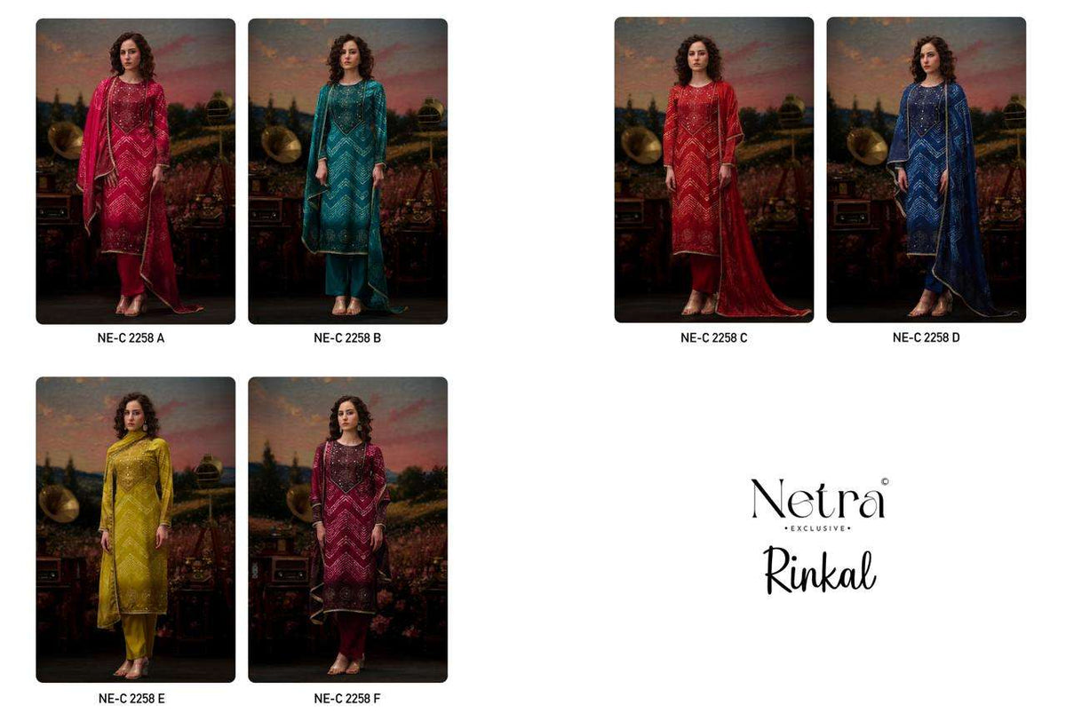Netra Exclusive Rinkal Pure Bemberg Muslin Mirror Worked Salwar Suit