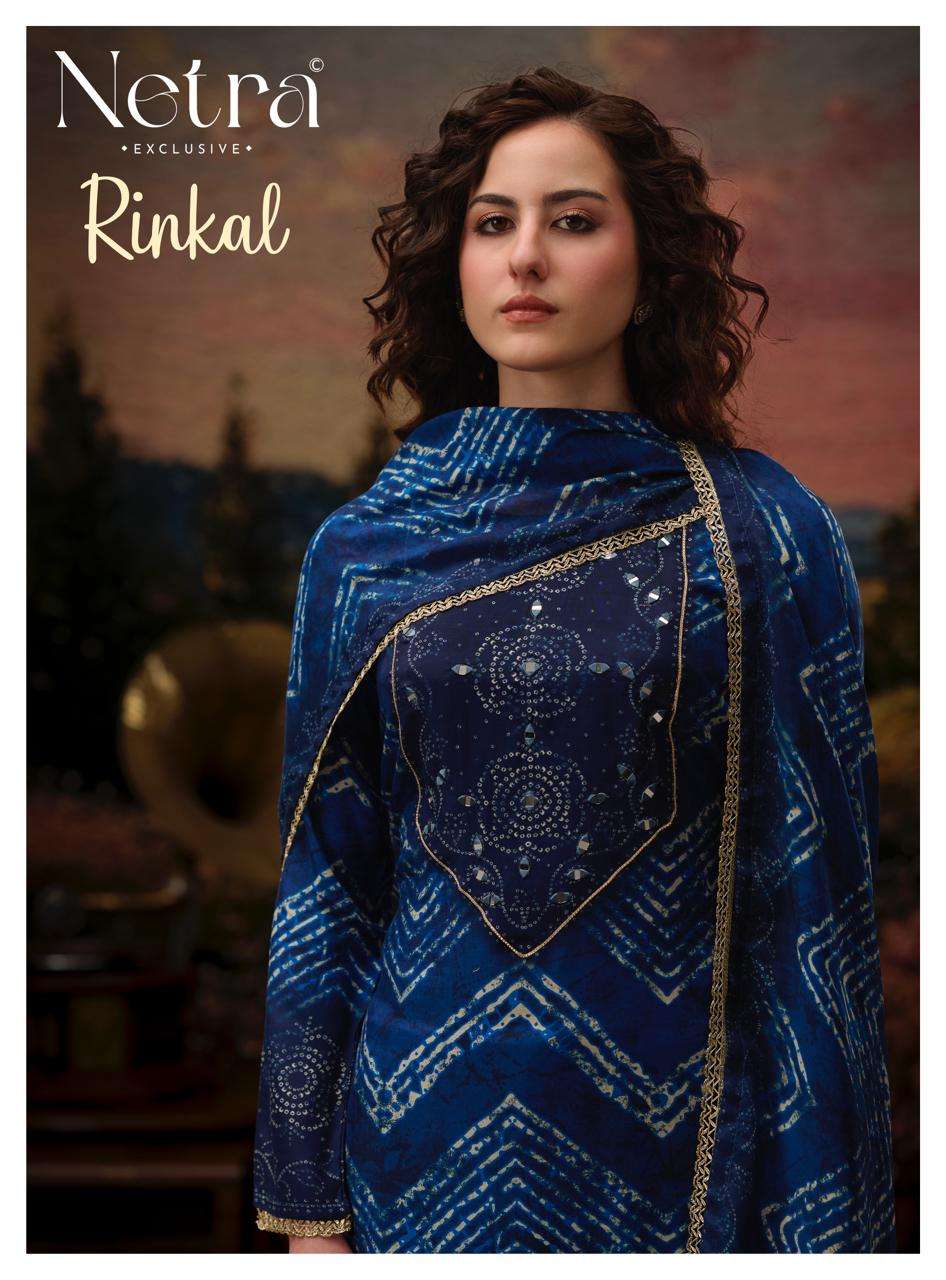 Netra Exclusive Rinkal Pure Bemberg Muslin Mirror Worked Salwar Suit