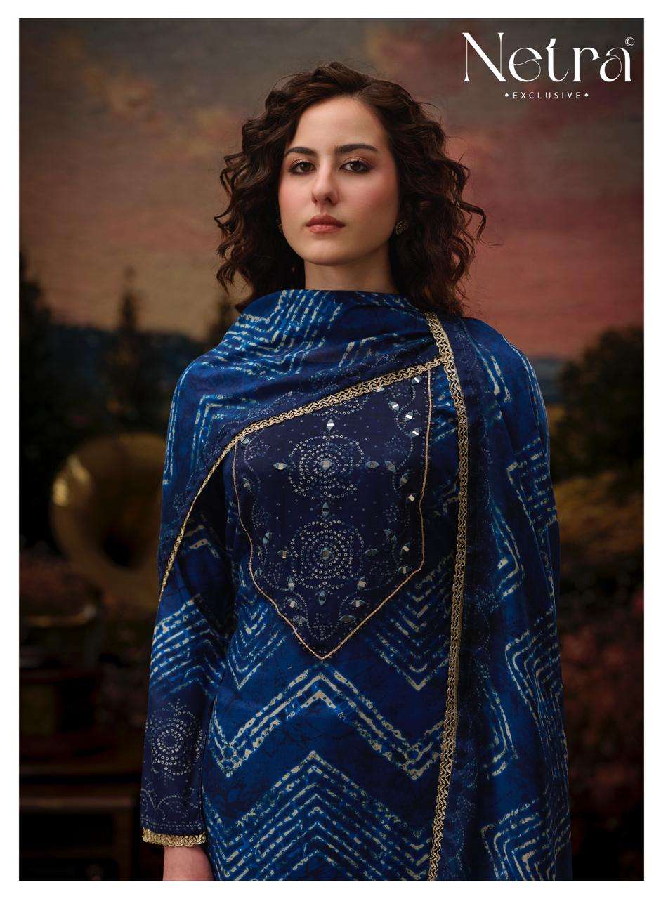 Netra Exclusive Rinkal Pure Bemberg Muslin Mirror Worked Salwar Suit