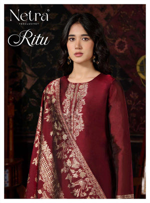 Netra Exclusive Ritu Pure Viscose Silk Jacquard Dress Material - Amrah Wholesale