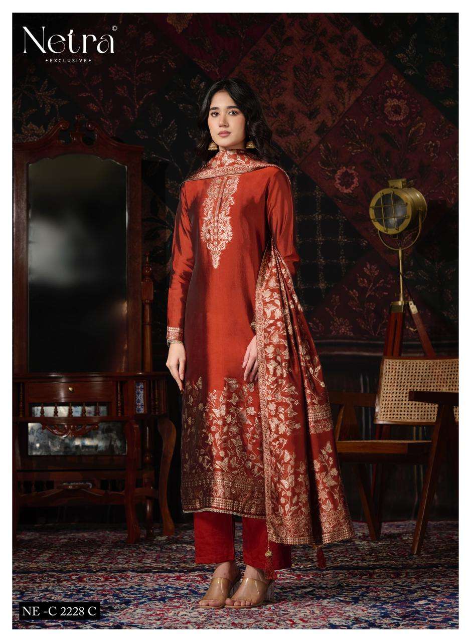 Netra Exclusive Ritu Pure Viscose Silk Jacquard Dress Material