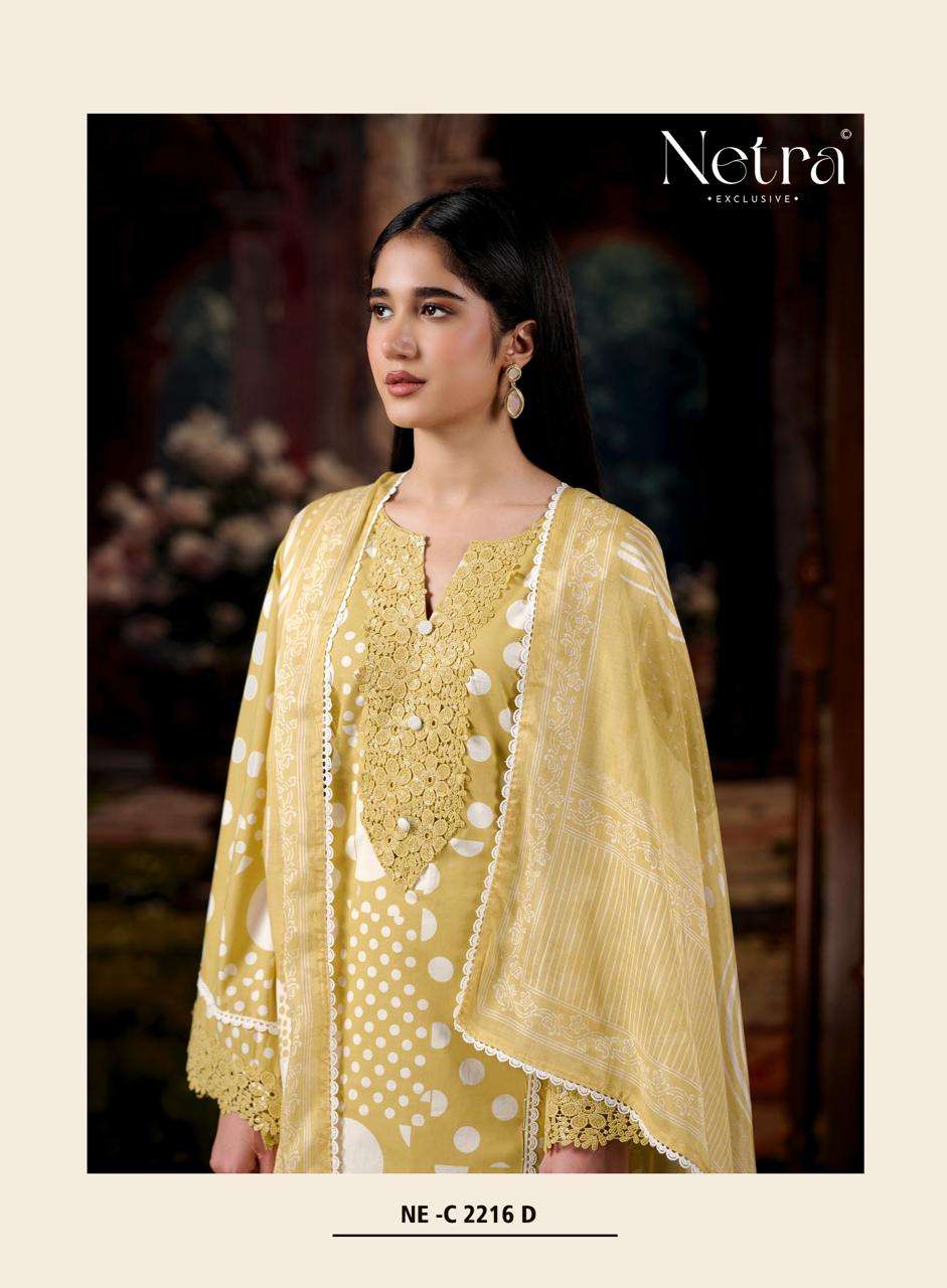 Netra Exclusive Rohini Pure Cotton Designer Dress Material Collection - Amrah Wholesale