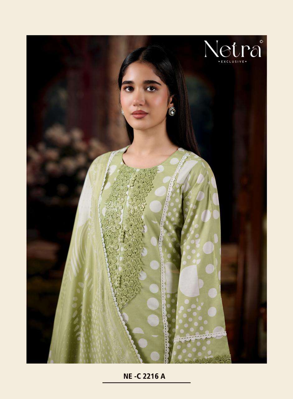Netra Exclusive Rohini Pure Cotton Designer Dress Material Collection - Amrah Wholesale