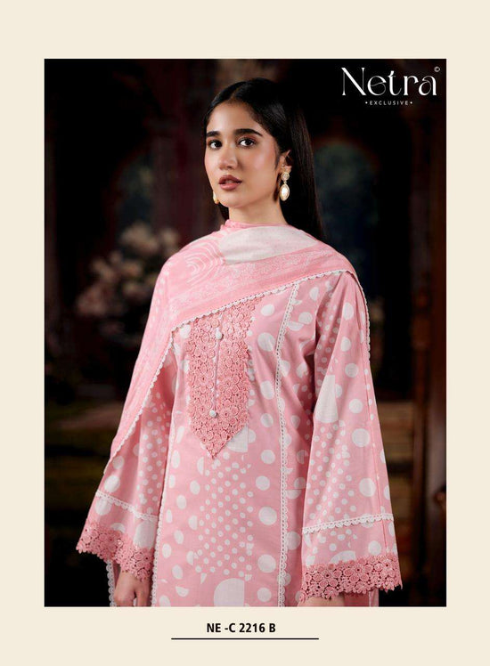 Netra Exclusive Rohini Pure Cotton Designer Dress Material Collection - Amrah Wholesale