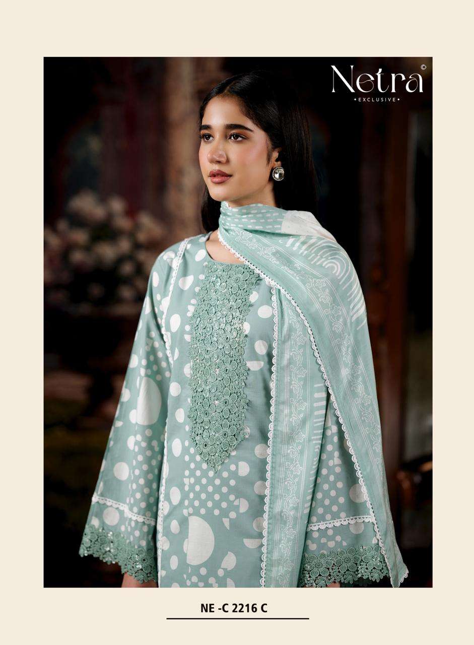 Netra Exclusive Rohini Pure Cotton Designer Dress Material Collection - Amrah Wholesale