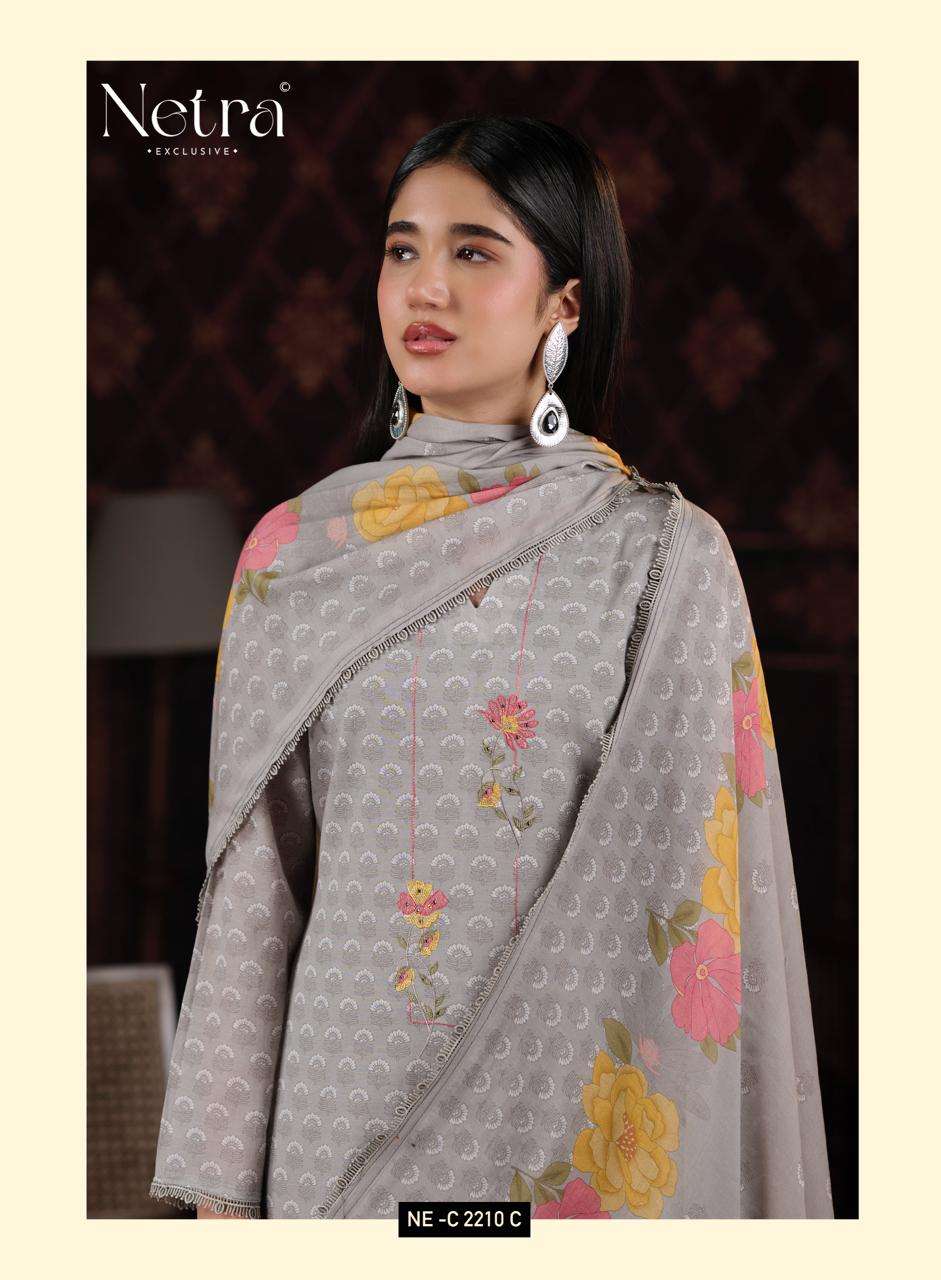 Netra Exclusive Rohini Pure Cotton Designer Dress Material Collection - Amrah Wholesale