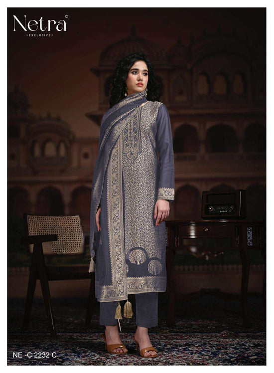 Netra Exclusive Rooh Vol 3 Viscose Silk Jacquard Dress Material - Amrah Wholesale