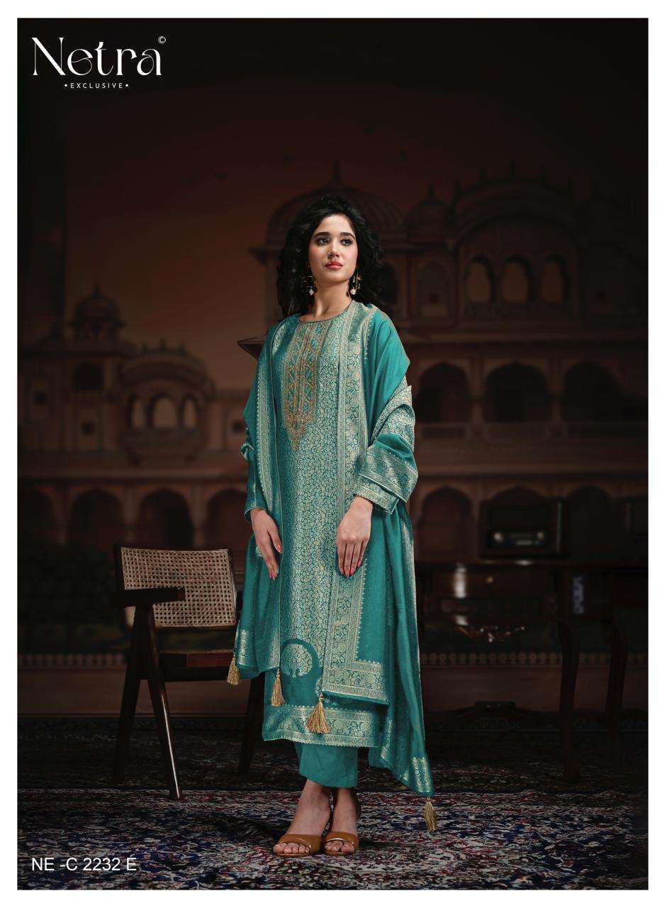 Netra Exclusive Rooh Vol 3 Viscose Silk Jacquard Dress Material - Amrah Wholesale