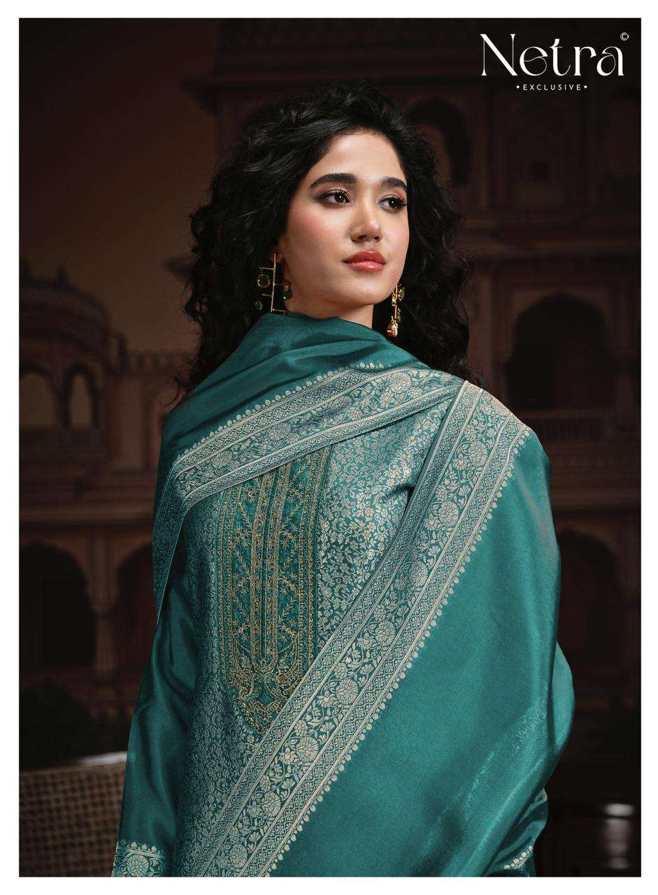 Netra Exclusive Rooh Vol 3 Viscose Silk Jacquard Dress Material - Amrah Wholesale