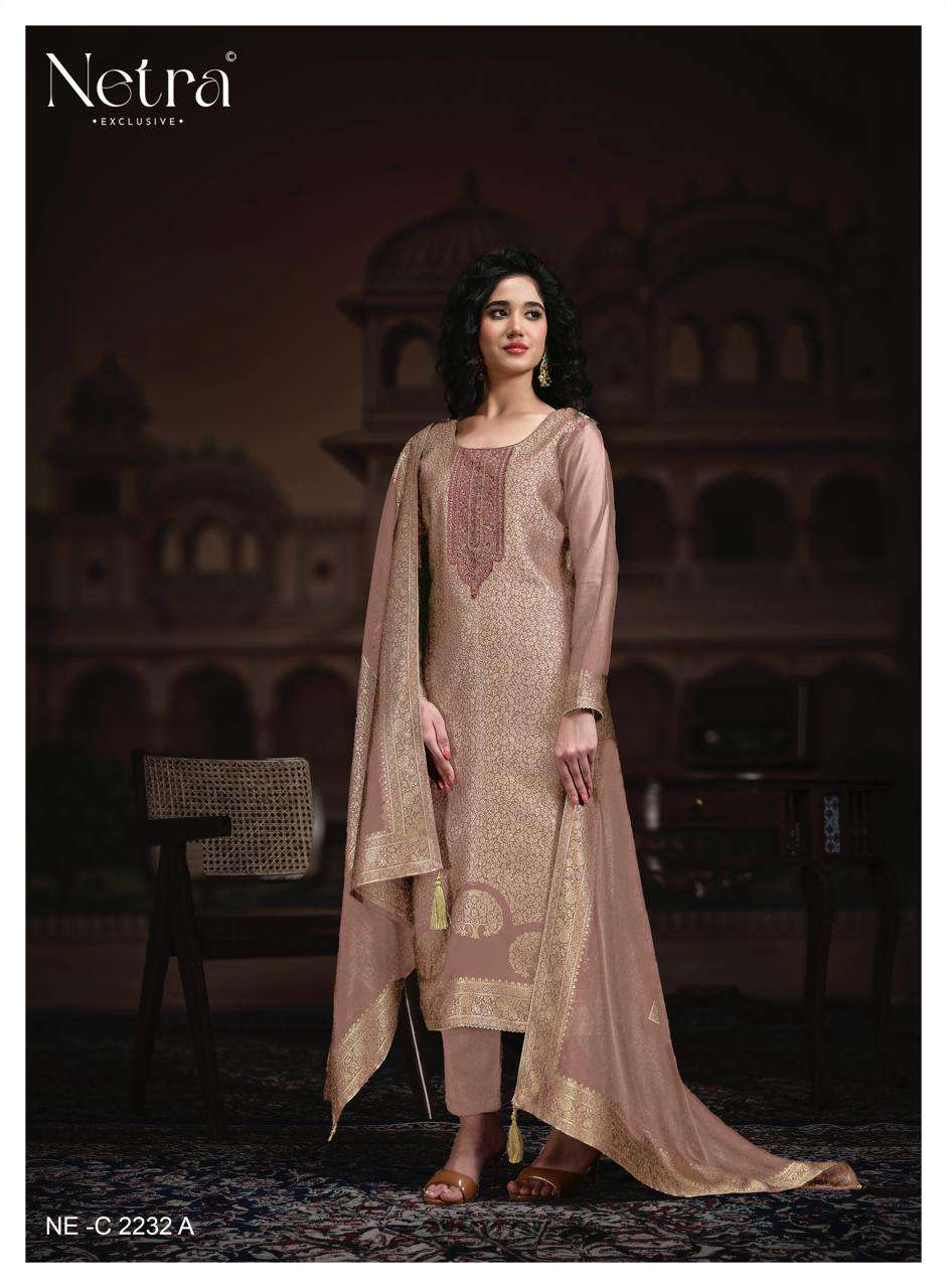Netra Exclusive Rooh Vol 3 Viscose Silk Jacquard Dress Material - Amrah Wholesale