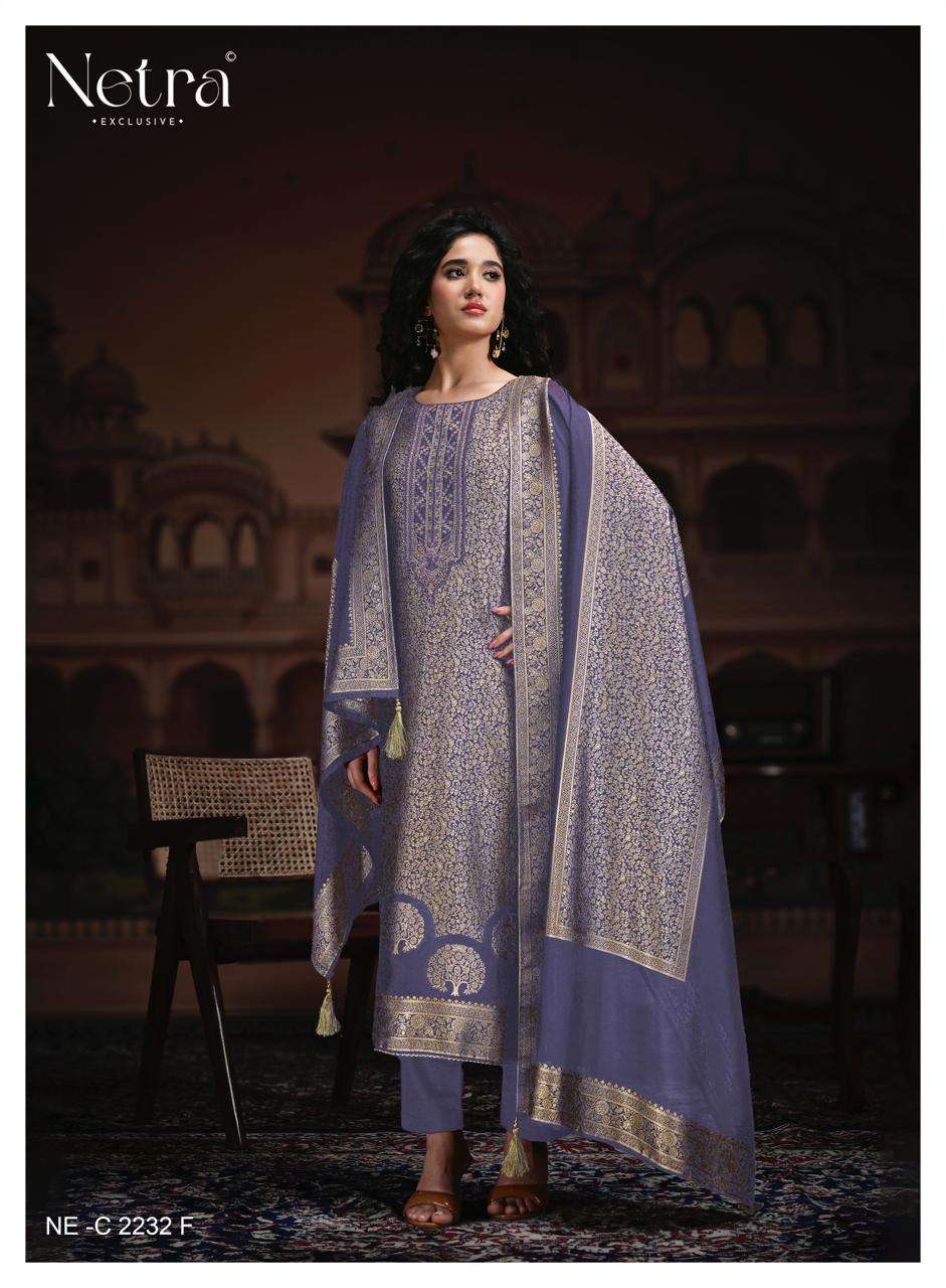Netra Exclusive Rooh Vol 3 Viscose Silk Jacquard Dress Material - Amrah Wholesale