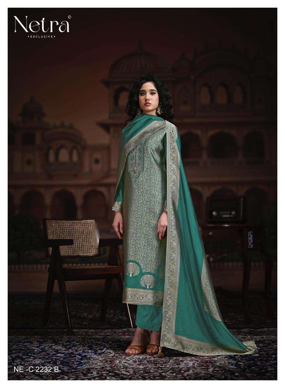 Netra Exclusive Rooh Vol 3 Viscose Silk Jacquard Dress Material - Amrah Wholesale