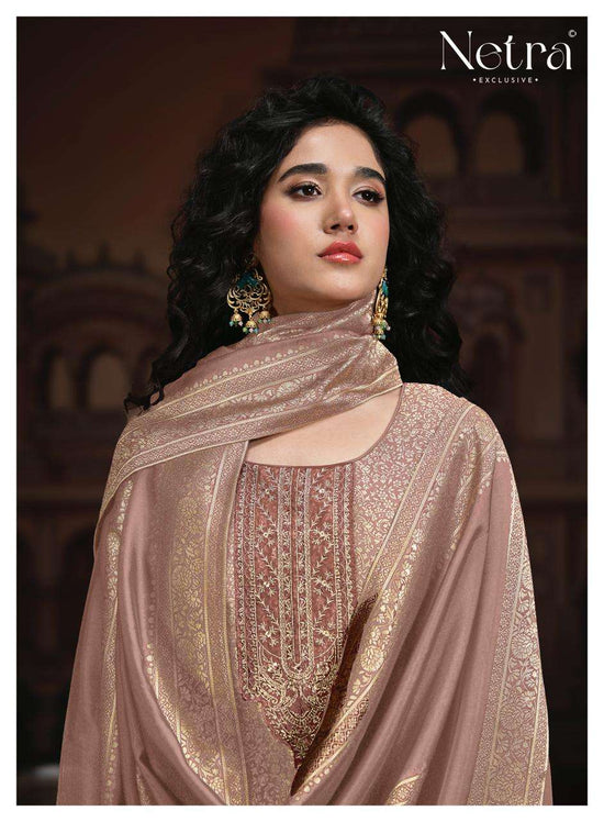 Netra Exclusive Rooh Vol 3 Viscose Silk Jacquard Dress Material - Amrah Wholesale