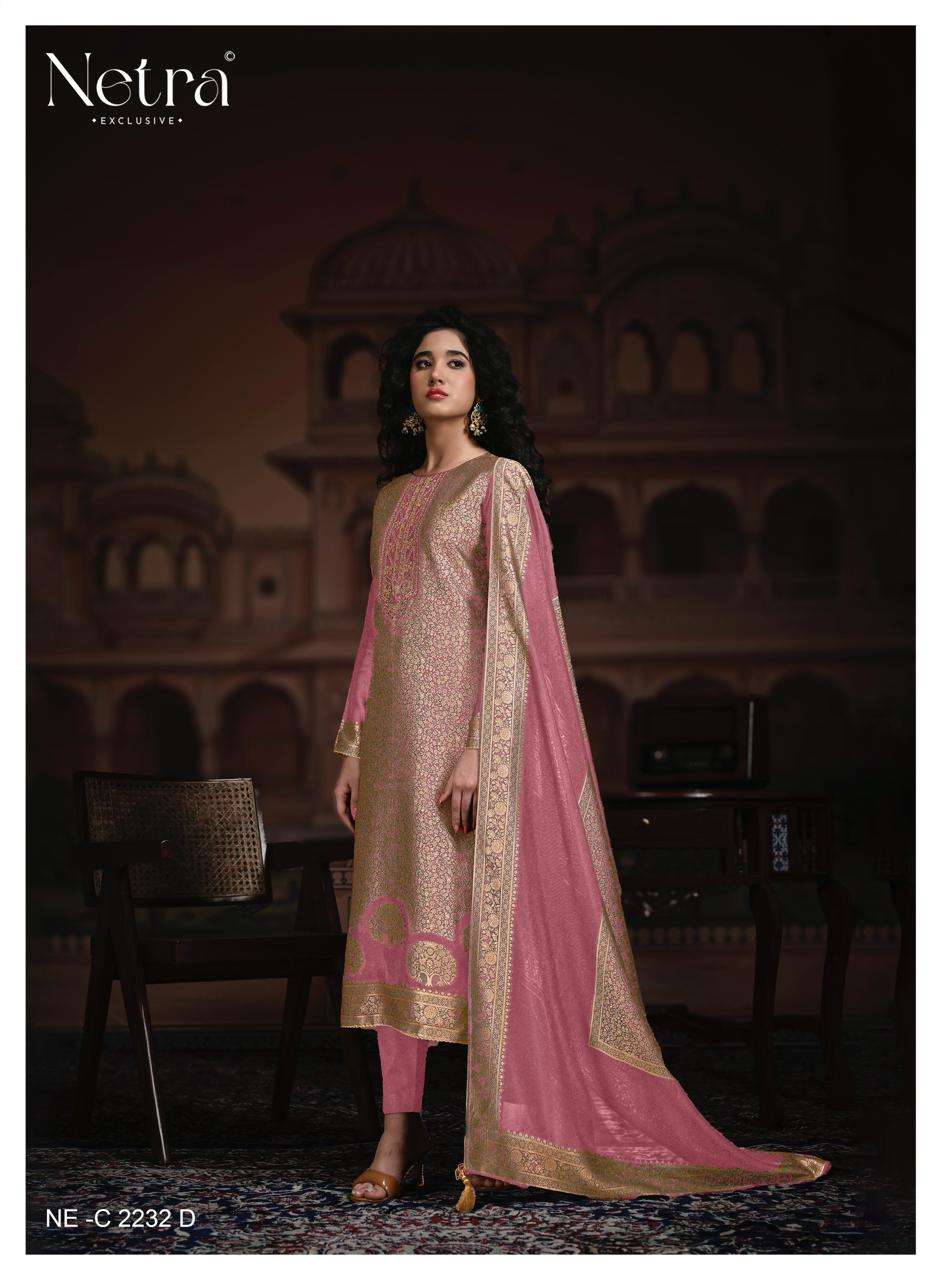 Netra Exclusive Rooh Vol 3 Viscose Silk Jacquard Dress Material - Amrah Wholesale