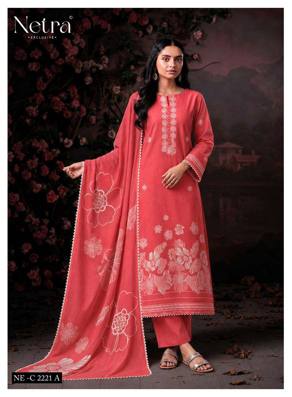 Netra Exclusive Shakira Premium Cotton Dress Material - Amrah Wholesale