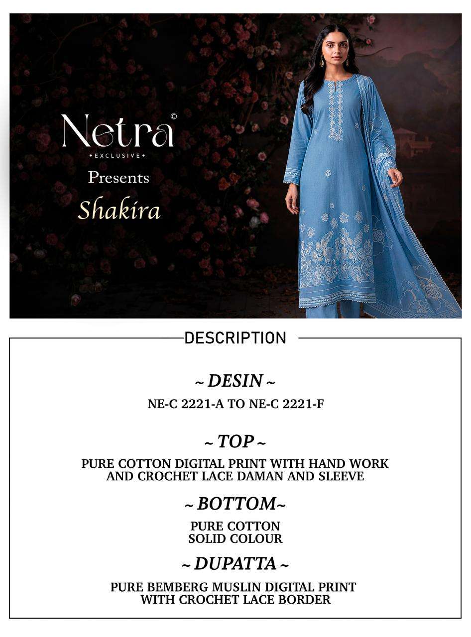 Netra Exclusive Shakira Premium Cotton Dress Material - Amrah Wholesale
