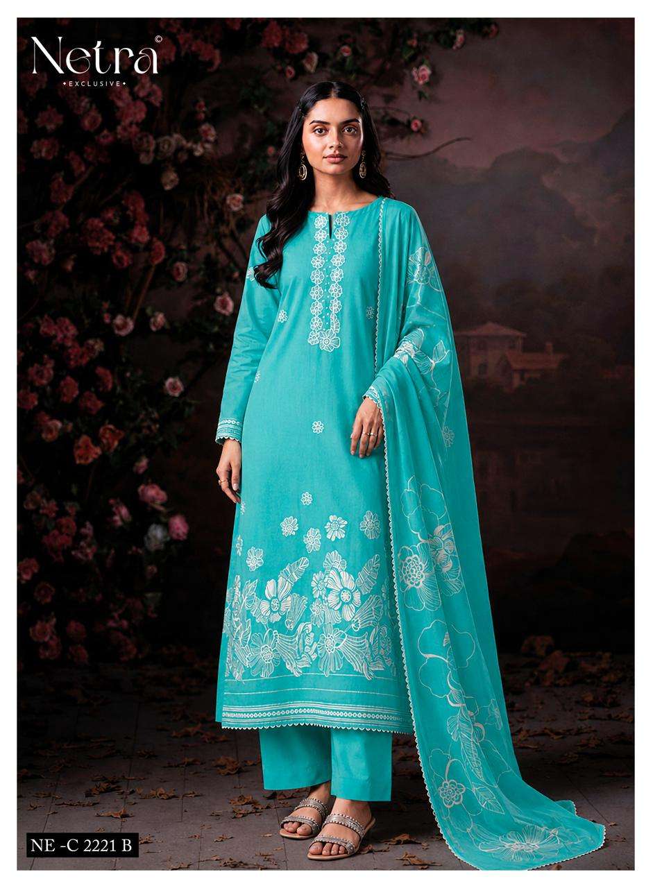 Netra Exclusive Shakira Premium Cotton Dress Material - Amrah Wholesale