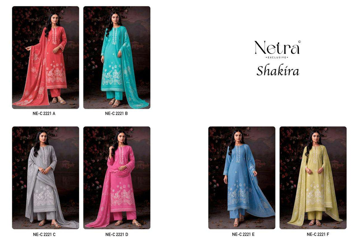 Netra Exclusive Shakira Premium Cotton Dress Material - Amrah Wholesale