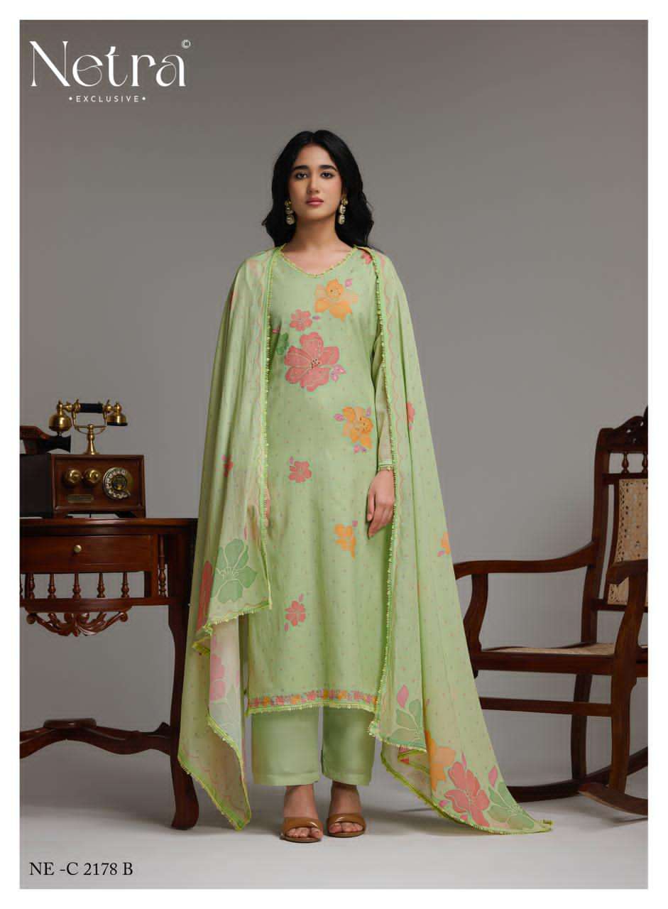 Netra Exclusive Shanti Banarasi Mal Chanderi Designer Dress Material Wholesale Collection