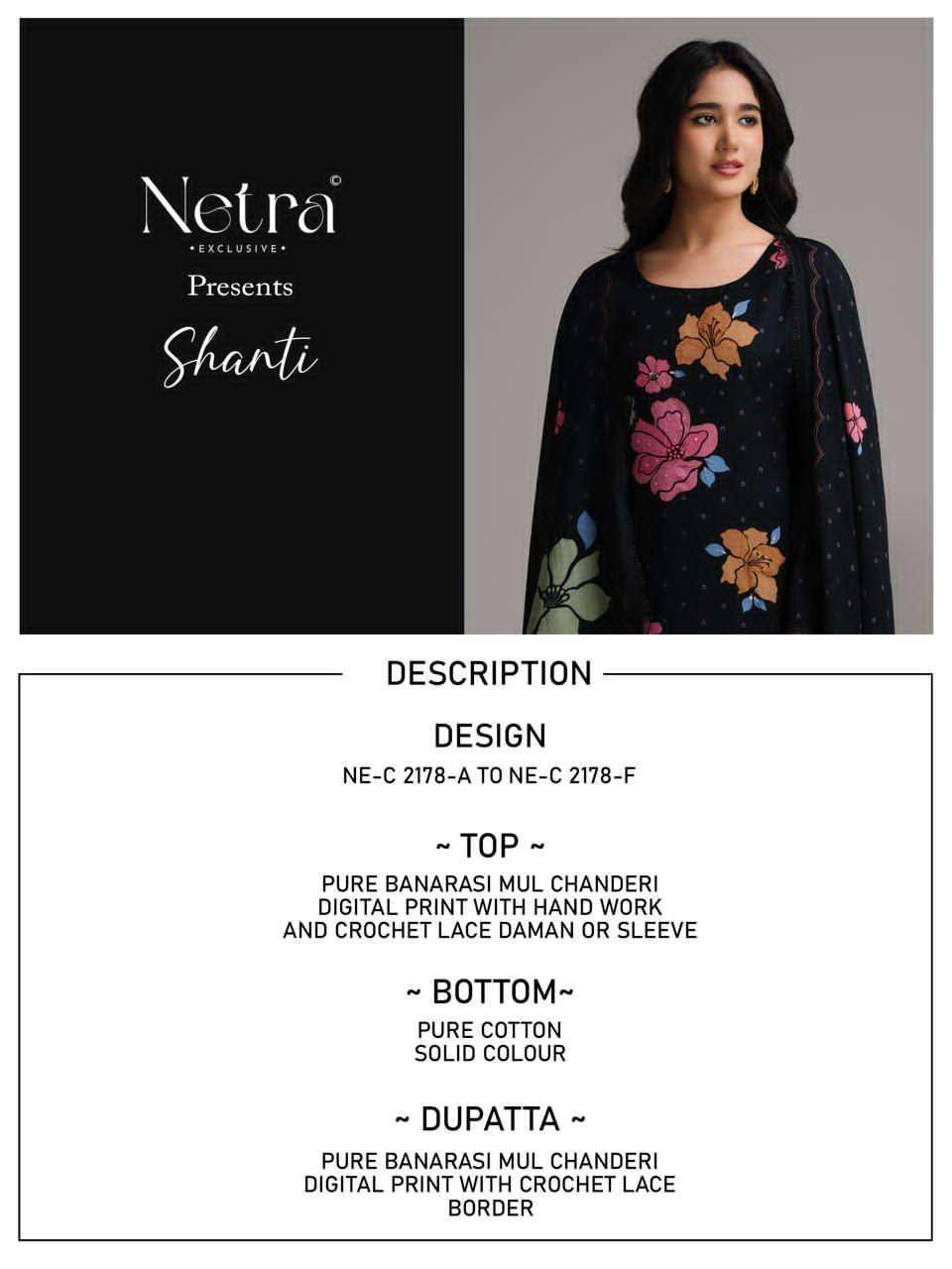 Netra Exclusive Shanti Banarasi Mal Chanderi Designer Dress Material Wholesale Collection