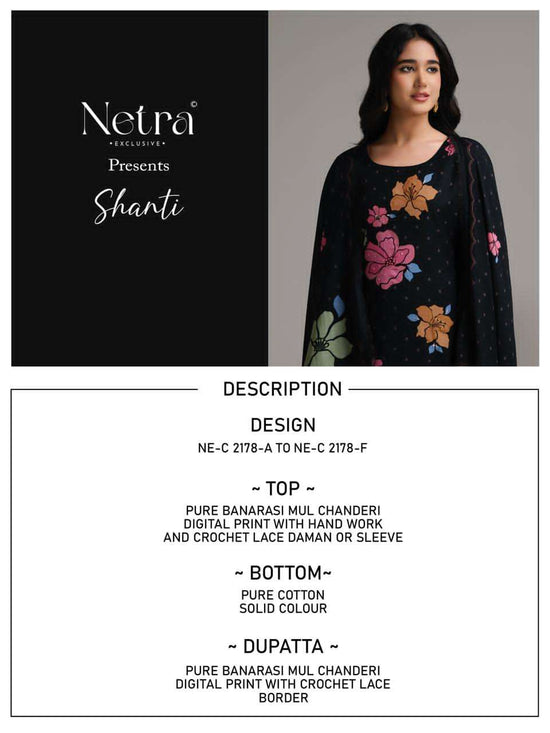 Netra Exclusive Shanti Banarasi Mal Chanderi Designer Dress Material Wholesale Collection