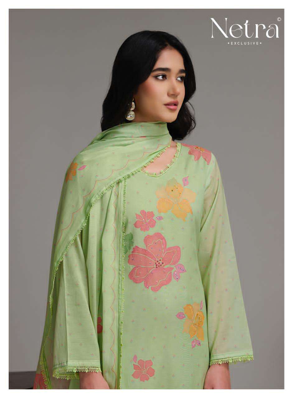 Netra Exclusive Shanti Banarasi Mal Chanderi Designer Dress Material Wholesale Collection