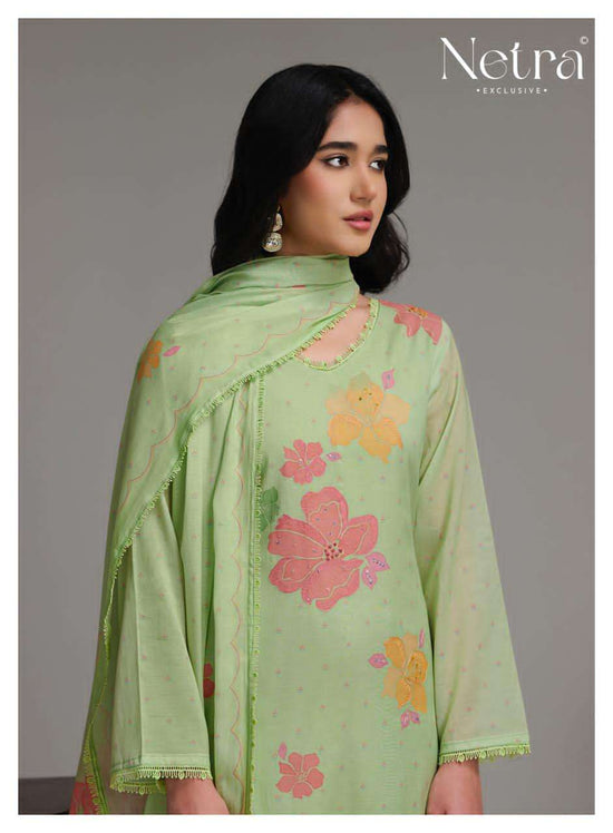 Netra Exclusive Shanti Banarasi Mal Chanderi Designer Dress Material Wholesale Collection